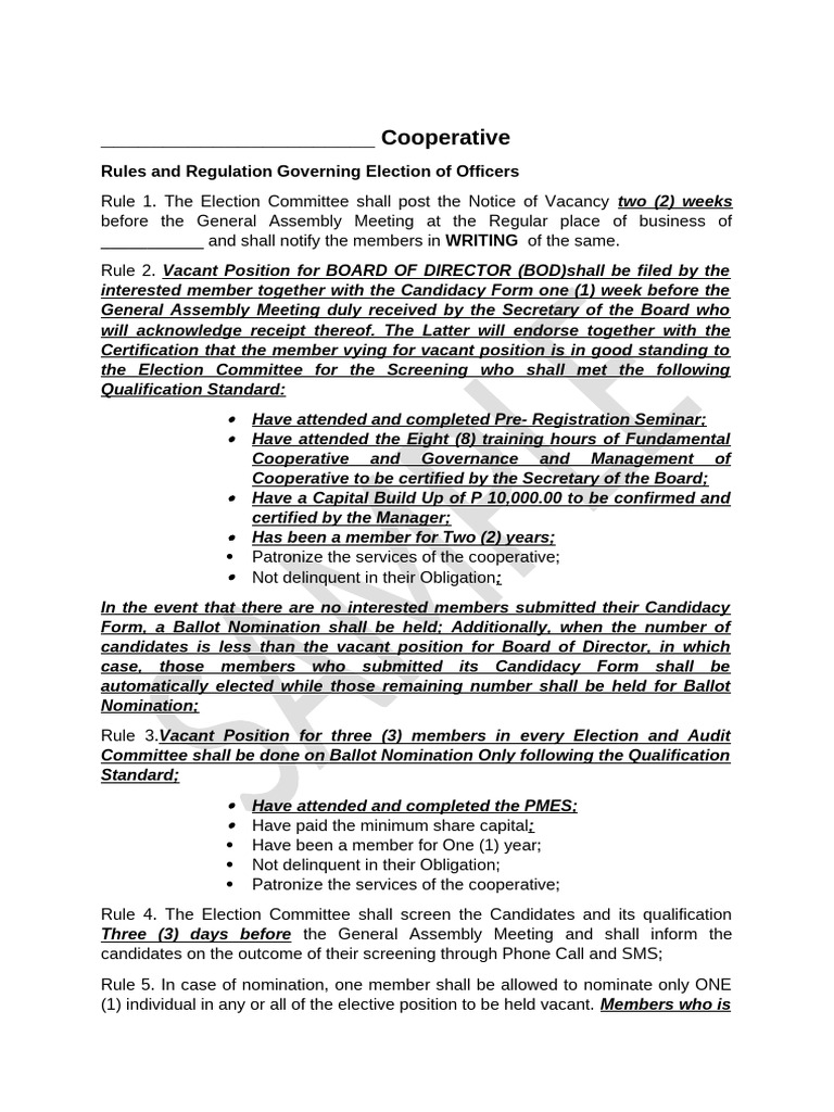 Sample Election Rules | PDF