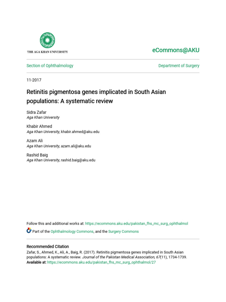 Retinitis Pigmentosa Genes Implicated in South Asian Populations | PDF ...
