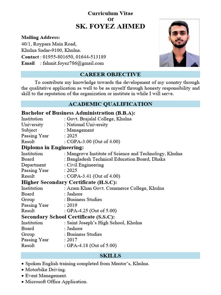 CV of Foyez - Last Update (Combined) | PDF