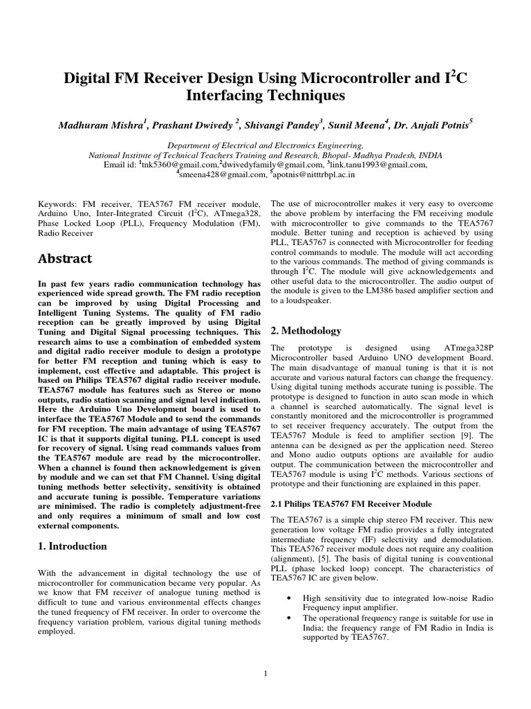 Digital FM Receiver Design Using Microco | PDF | Frequency Modulation ...