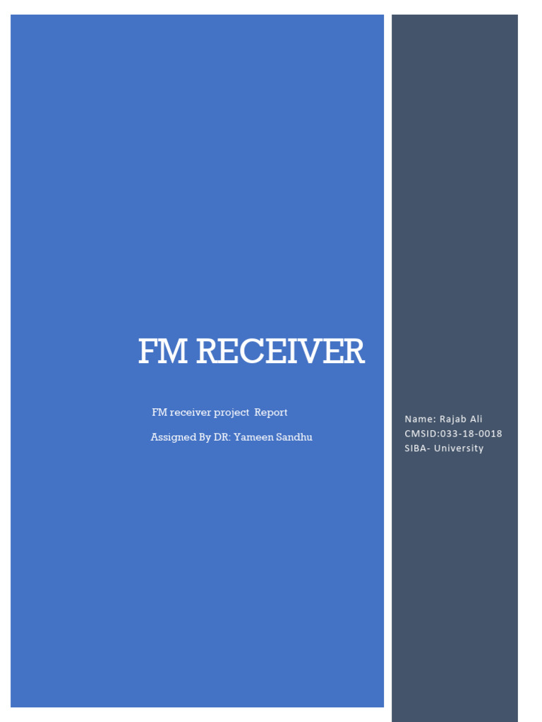 FM RECEIVER FM Receiver Project Report | PDF | Amplifier | Electronic ...