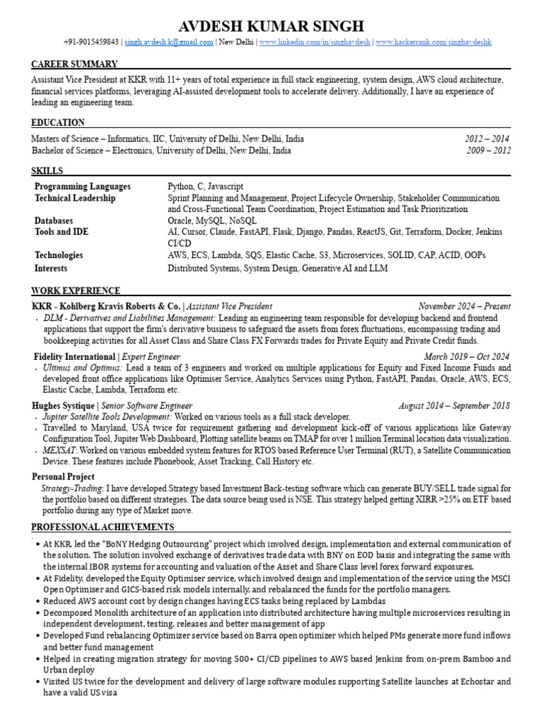 Avdesh Kumar Singh Resume | PDF | Amazon Web Services | Computing