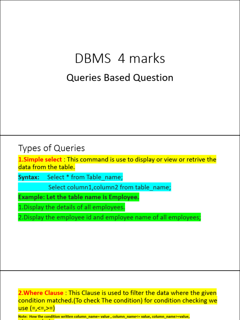 DBMS 4 marks | PDF