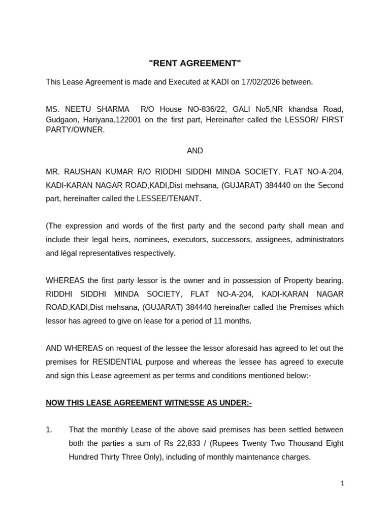 Rent Agreement | PDF