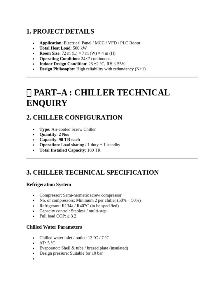 Requirment of Chiller | PDF