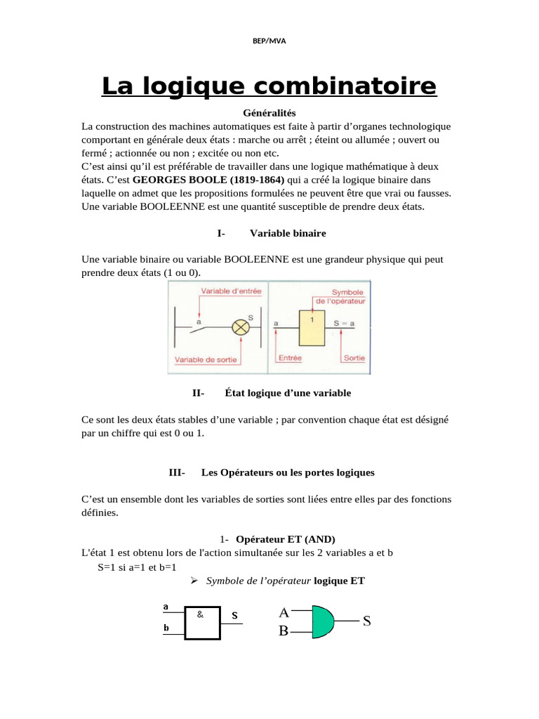 LA LOGIQUE COMBINATOIRE ELEVE_014131 | PDF