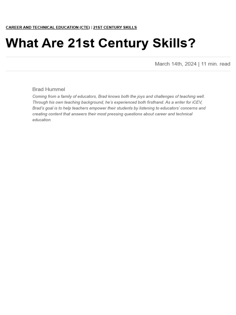 What Are 21st Century Skills | PDF | Literacy | Leadership