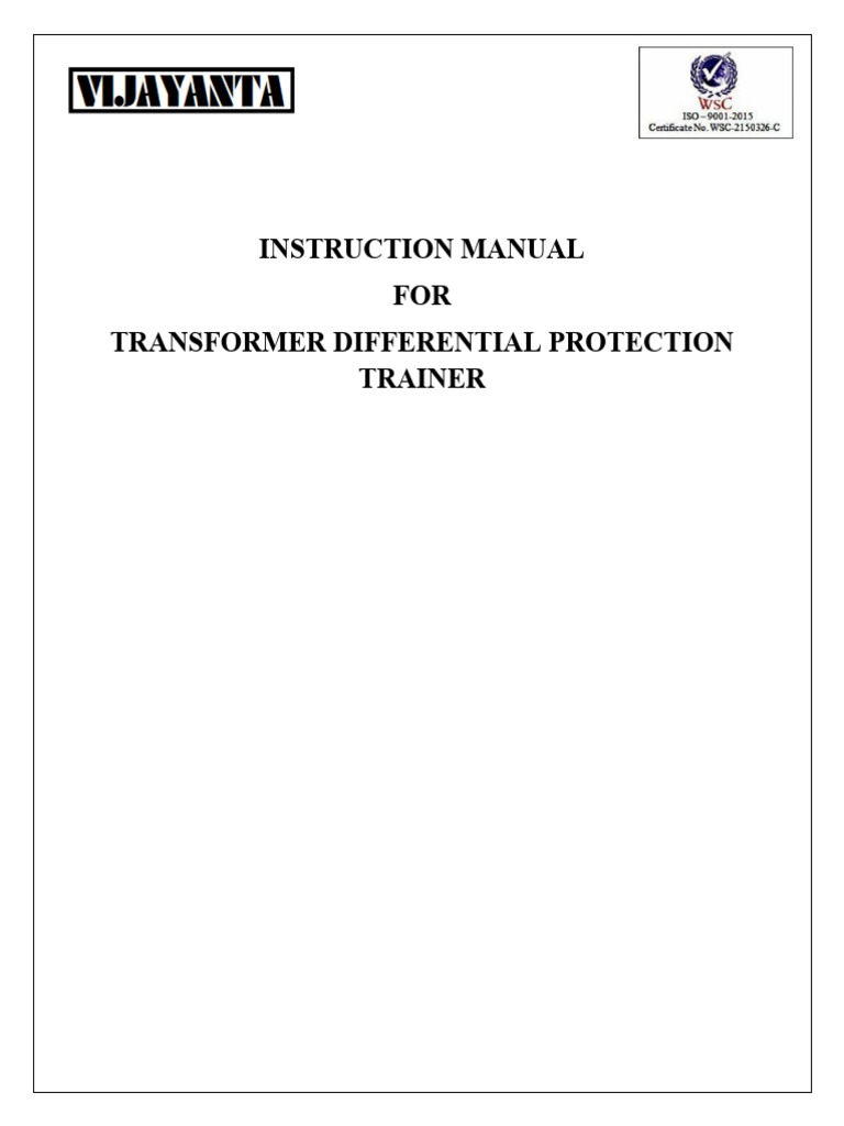 Instruction Manual Transformer Differential Protection (1) | PDF ...
