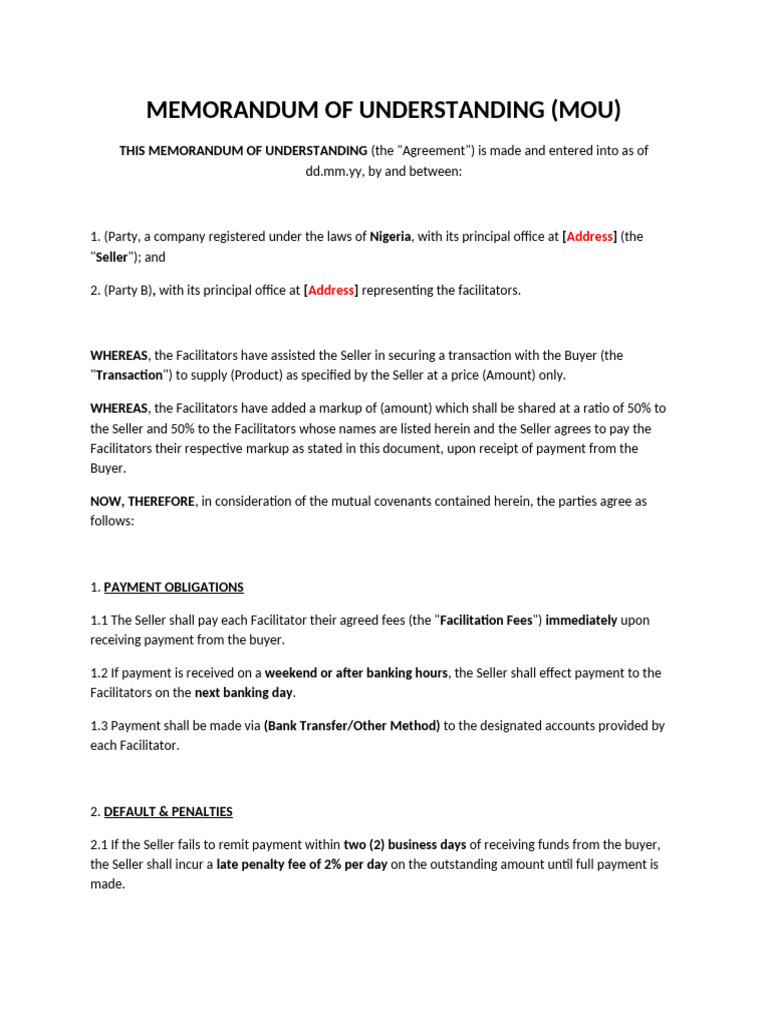 MOU Draft | PDF | Arbitration | Business Law