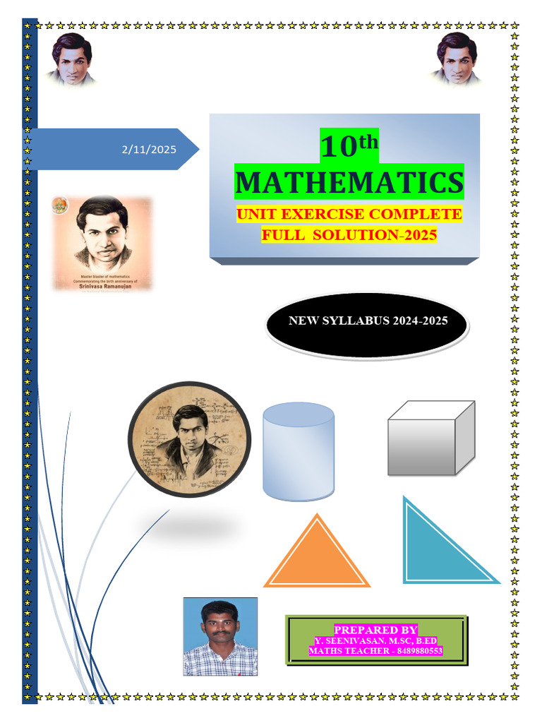 10 Th Maths Unit Exercise Complete Solution EM 24-25 | PDF