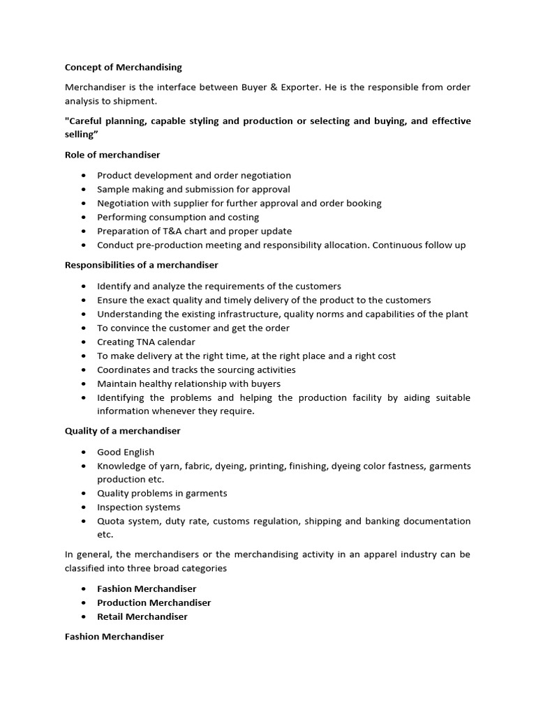 Concept of Merchandising, Sampling | PDF