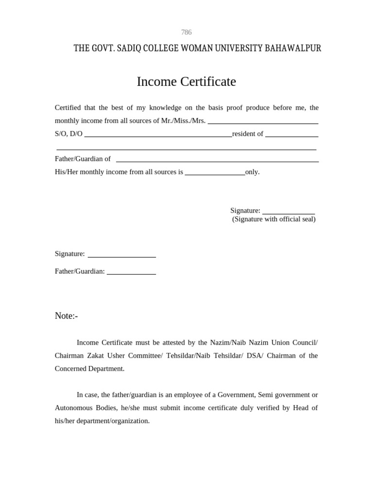 Income Certificate | PDF