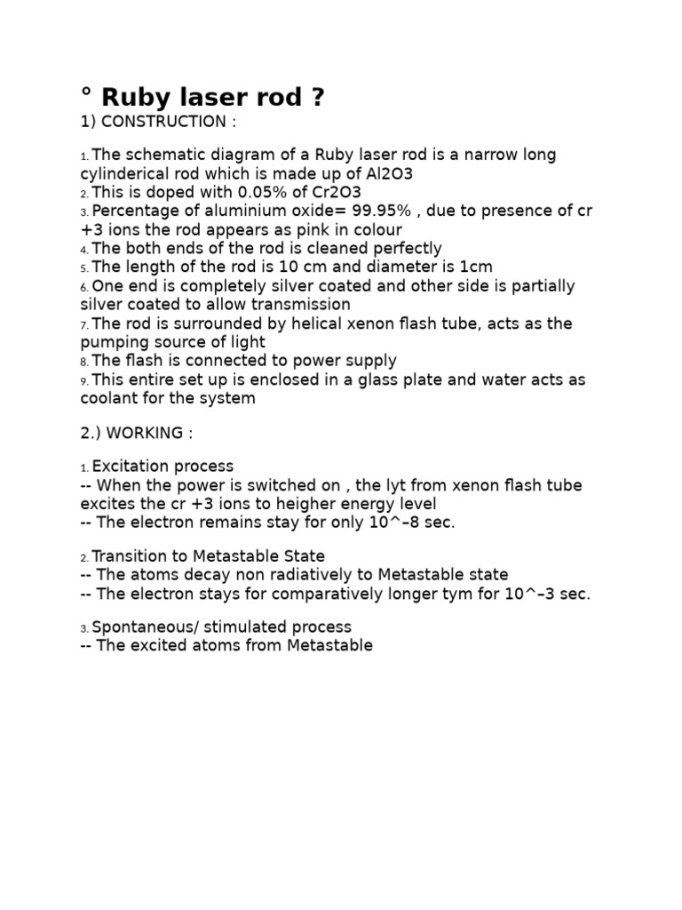 ° Ruby laser rod - | PDF