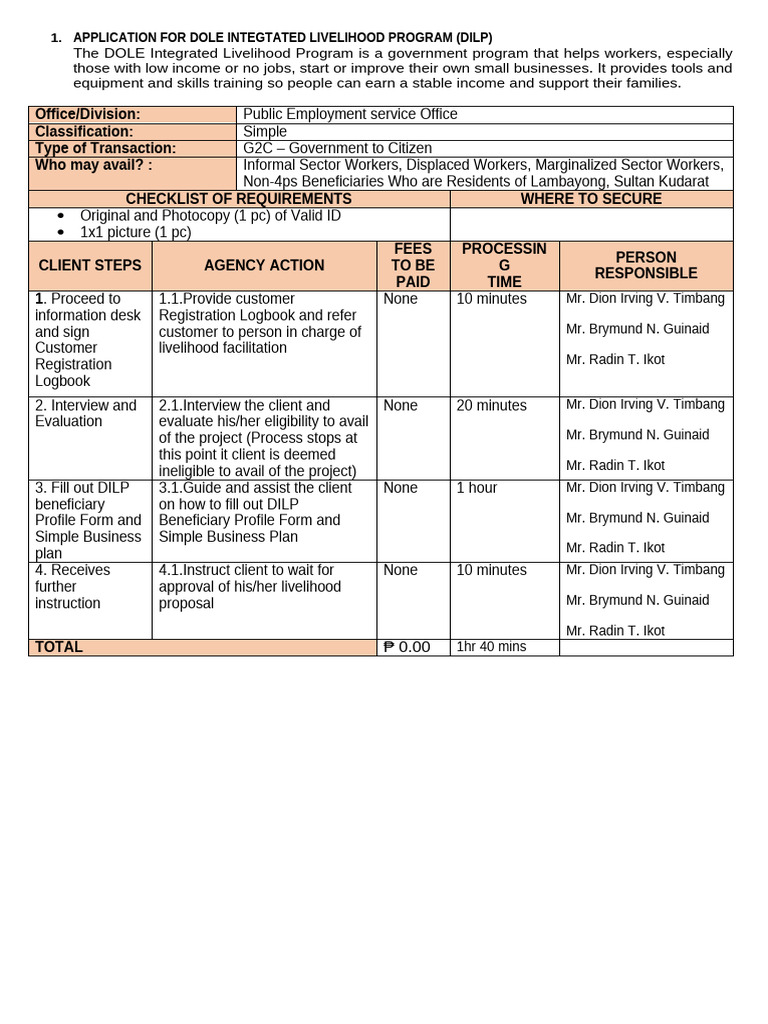 DILP Citizen Charter | PDF | Economies