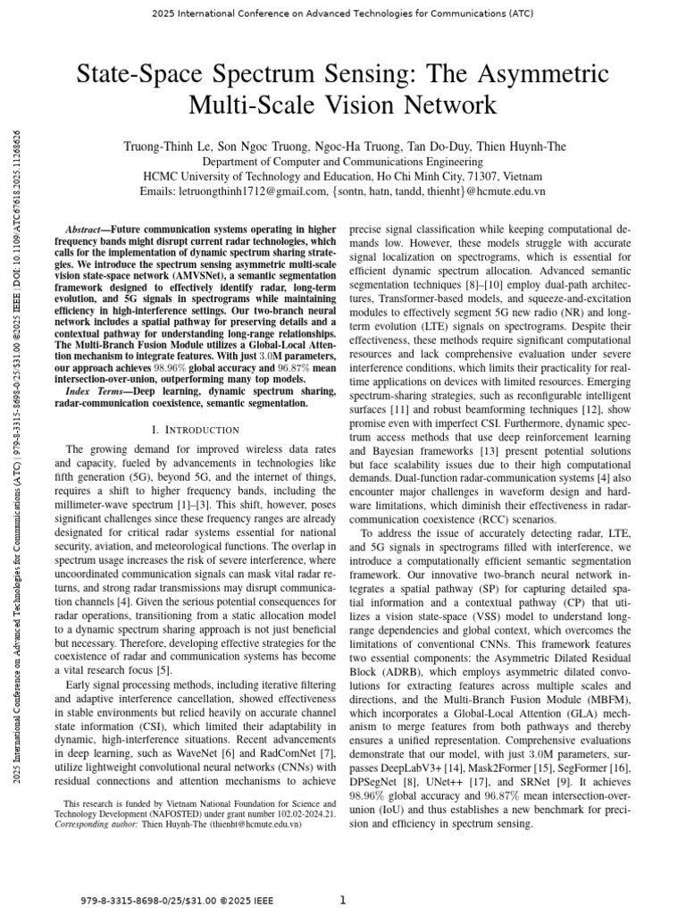 State-Space Spectrum Sensing the Asymmetric Multi-Scale Vision Network ...