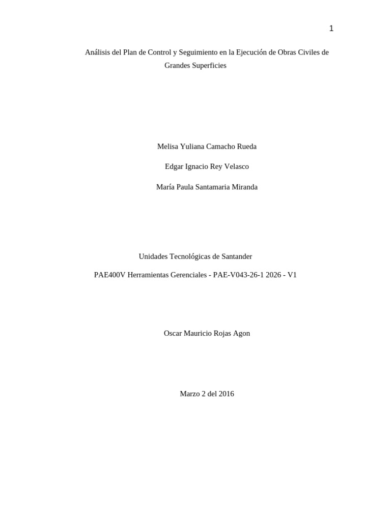 Informe Analisis Del Plan de Control y Seguimiento | PDF ...