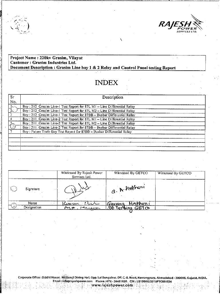 Line-1 & 2 Relay Test Report-compressed | PDF