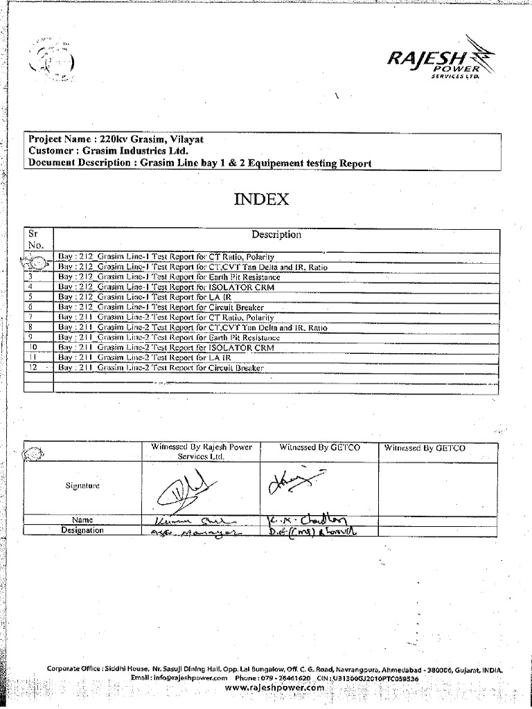 Line-1 & 2 Bay Test Report_compressed | PDF