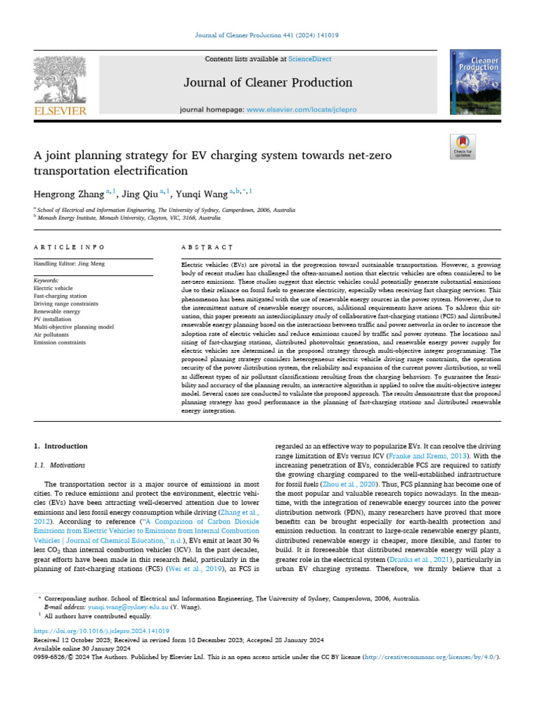 A Joint Planning Strategy for EV Charging System Towards Net-zero ...