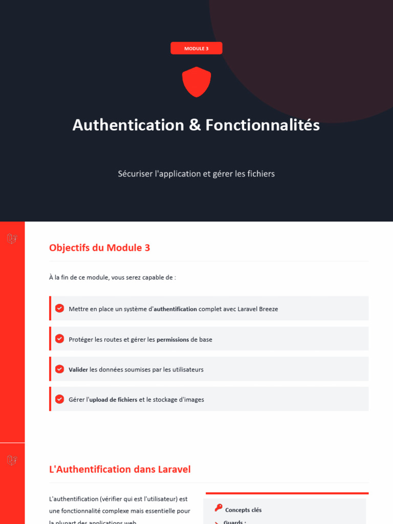 Module 3 Authentication & Fonctionnalités | PDF