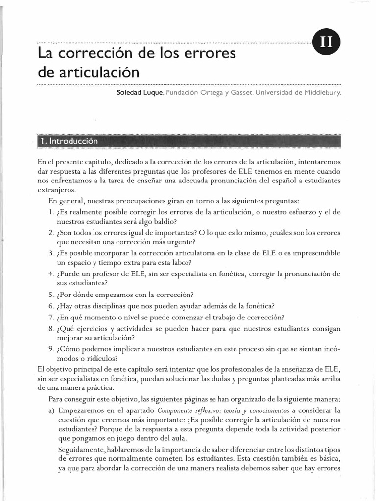 La corrección de los errores de articulación | PDF