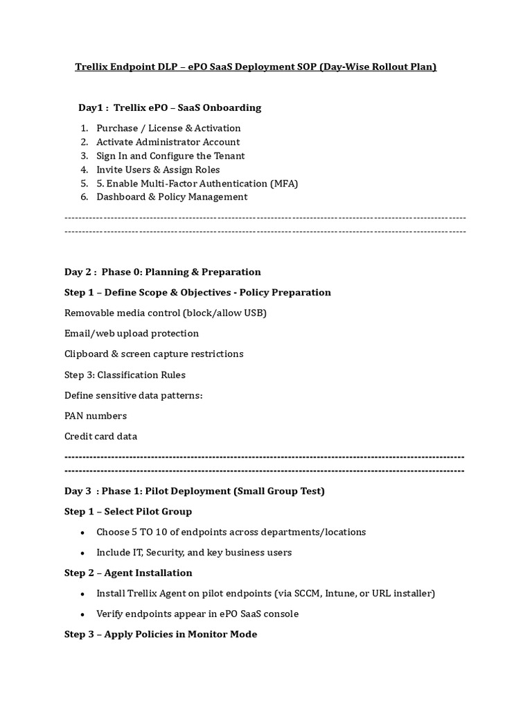 Trellix Endpoint DLP – EPO SaaS Deployment SOP | PDF | Software As A ...