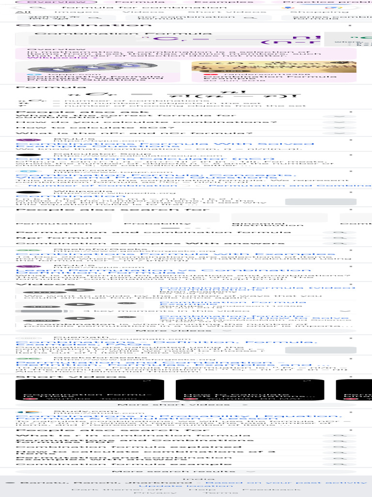 Formula for Combination - Google Search | PDF | Discrete Mathematics ...