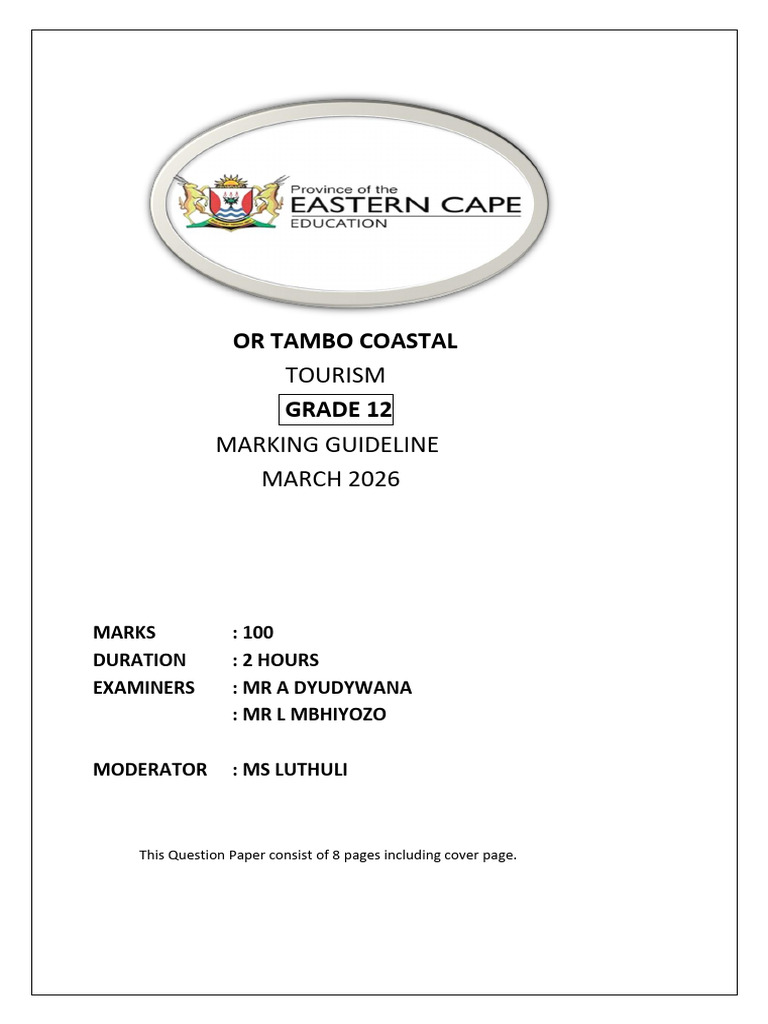 Tourism Grd12 Ec March Marking Guideline 2026 | PDF | Gross Domestic ...