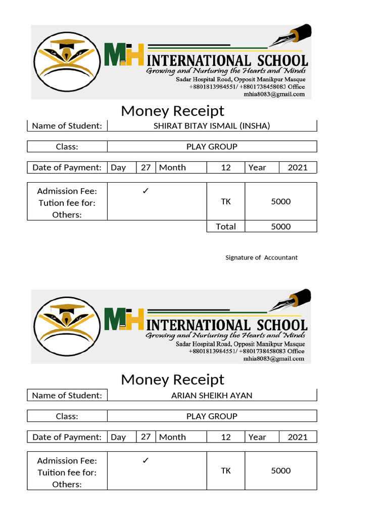Money Receipt | PDF