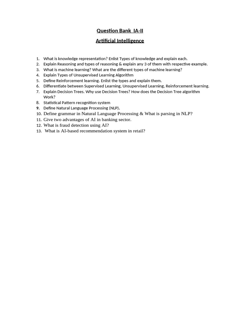 Question Bank AI-II | PDF