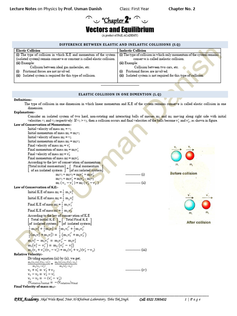 Elastic collision in 1-D | PDF | Collision | Momentum