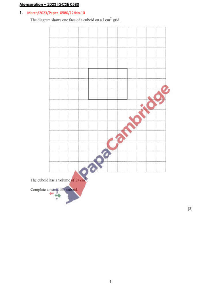 2023 Mensuration IGCSE 0580 Math | PDF | Chess Theory | Chess Openings