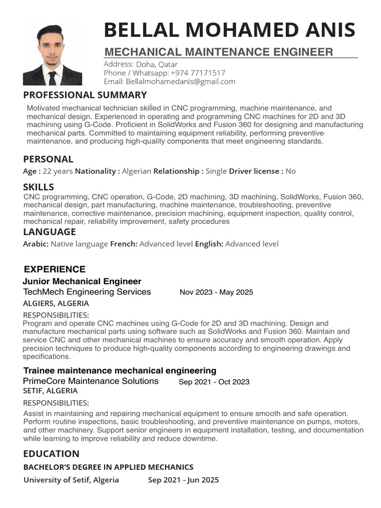 Mechanical Maintenance Engineer | PDF | Mechanical Engineering ...