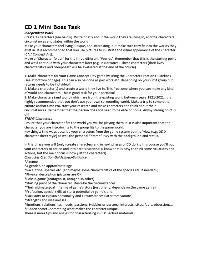 CD 1 Mini Boss Task 2.1 (1) | PDF | Psychology | Behavioural Sciences