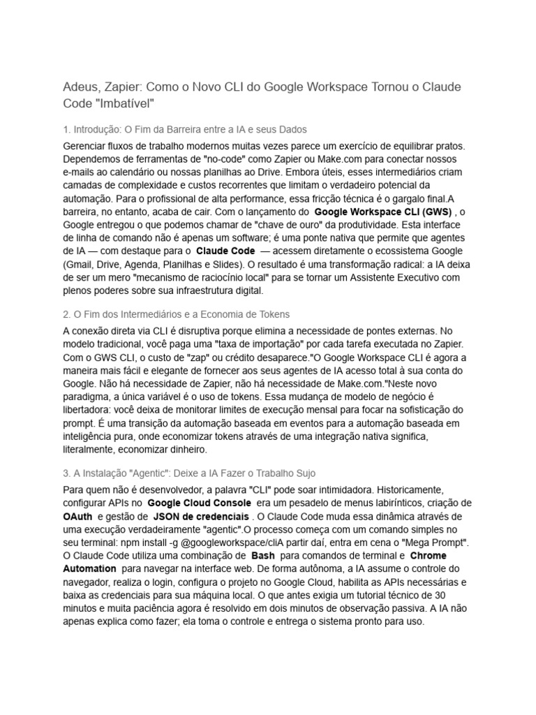 Adeus, Zapier - Como o Novo CLI Do Google Workspace Tornou o Claude ...