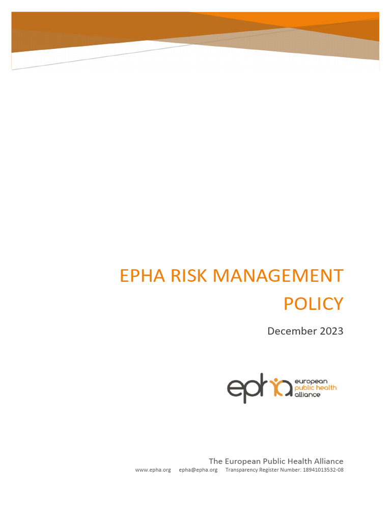 Epha 2024 Risk Management Policy 3 | PDF | Risk Management | Risk