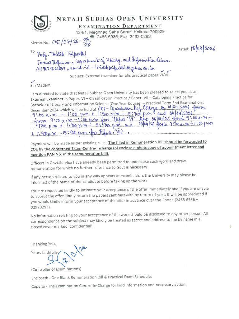 Td C-01 Blis Pract Appt Letter | PDF