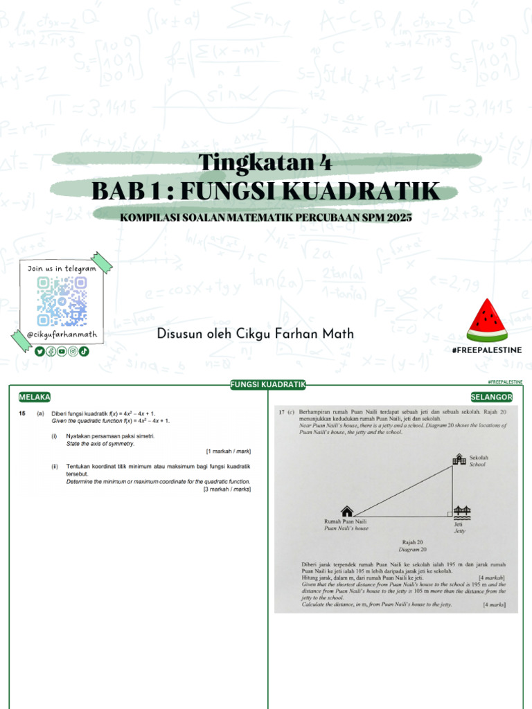 01. FUNGSI KUADRATIK 2025 by @Cikgufarhanmath | PDF