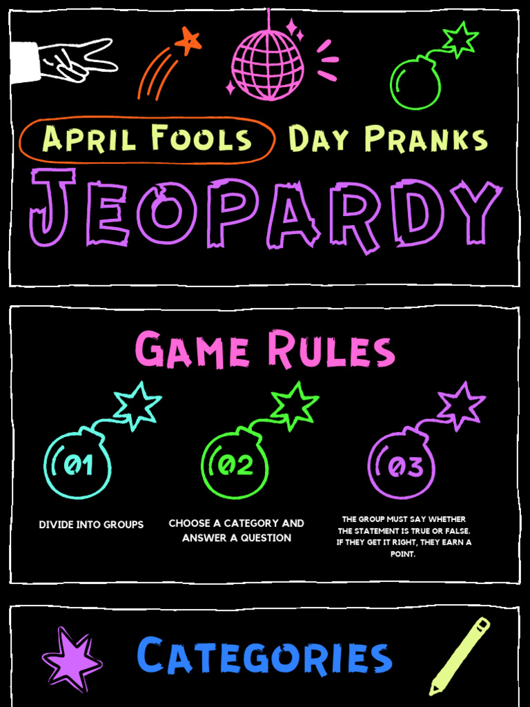 April Fools Day Pranks Jeopardy - SIMPLE PAST GAME | PDF