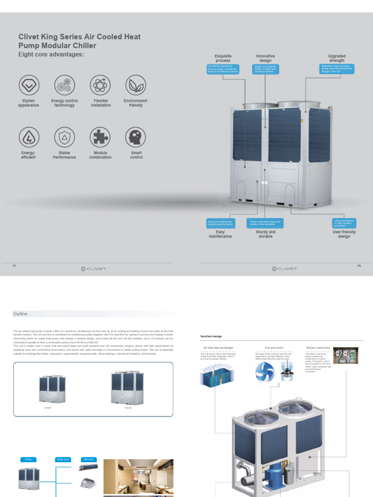 CLIVET_Aircooled Heat Pump | PDF | Heat Exchanger | Air Conditioning