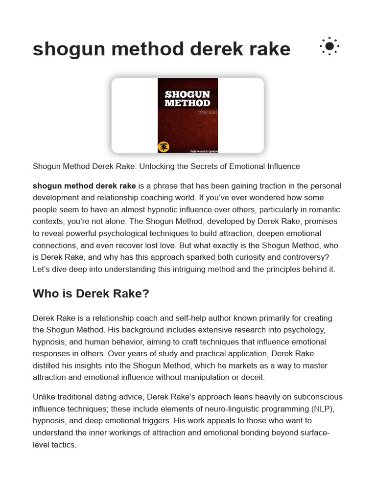 Shogun Method Derek Rake | PDF | Psychology | Neuro Linguistic Programming