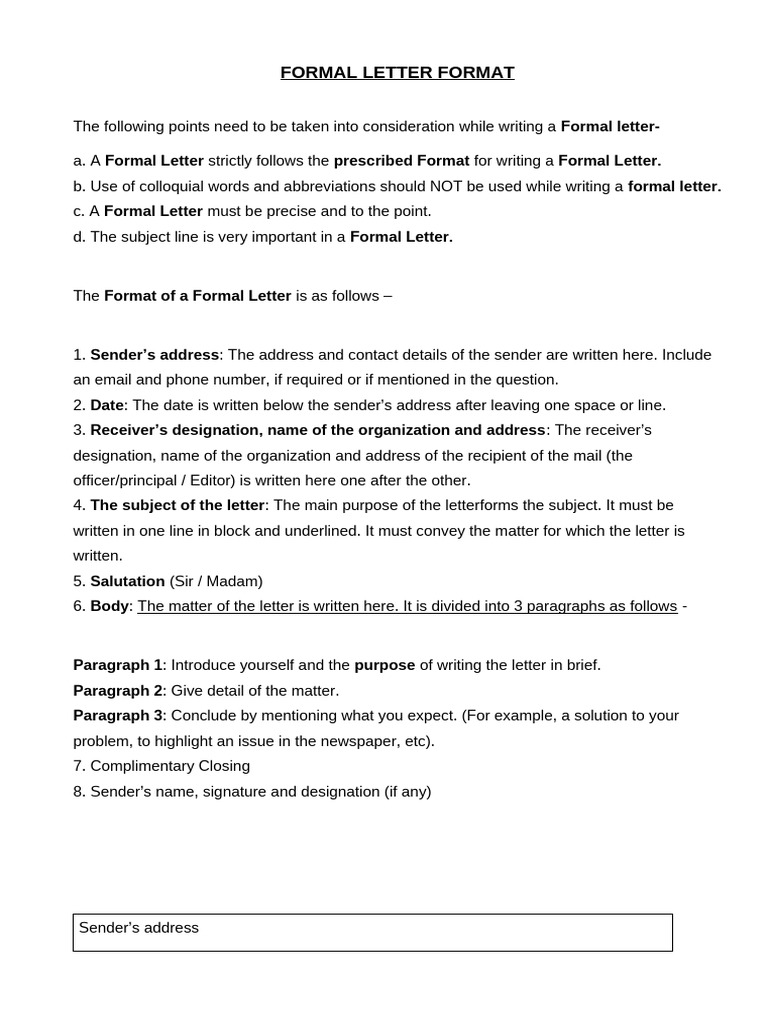Formal Letter Guidelines | PDF