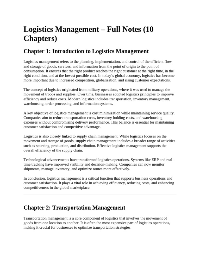 Logistics Management | PDF | Warehouse | Logistics