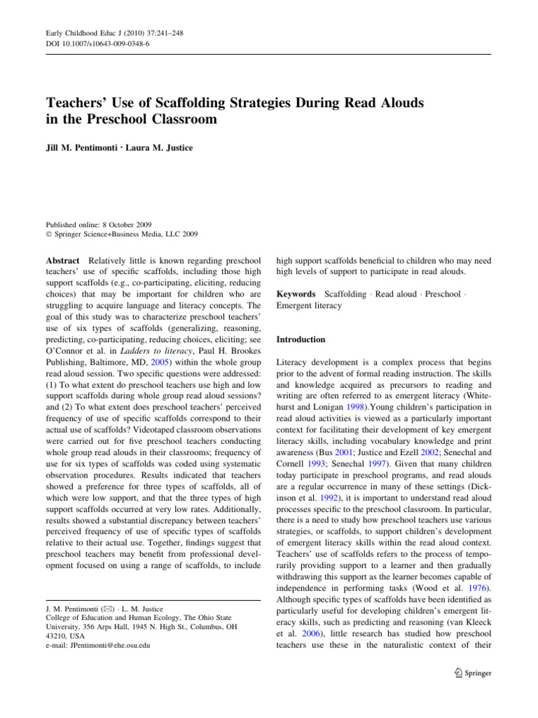 Teachers’ Use of Scaffolding Strategies During Read Alouds | PDF ...