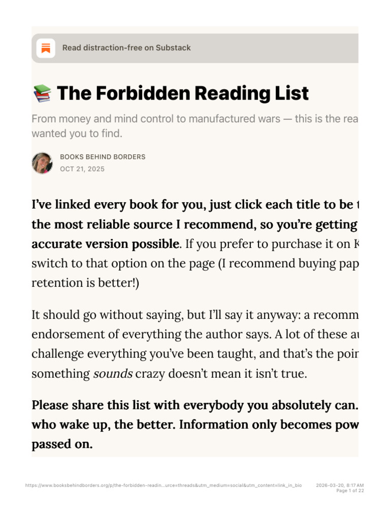 The Forbidden Reading List - Maddie (Books Behind Borders) | PDF