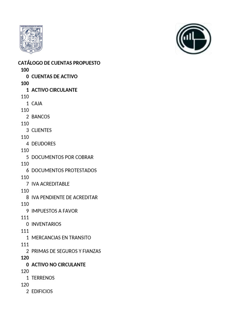 Catalogo de Cuentas | PDF | Economias | Negocios económicos