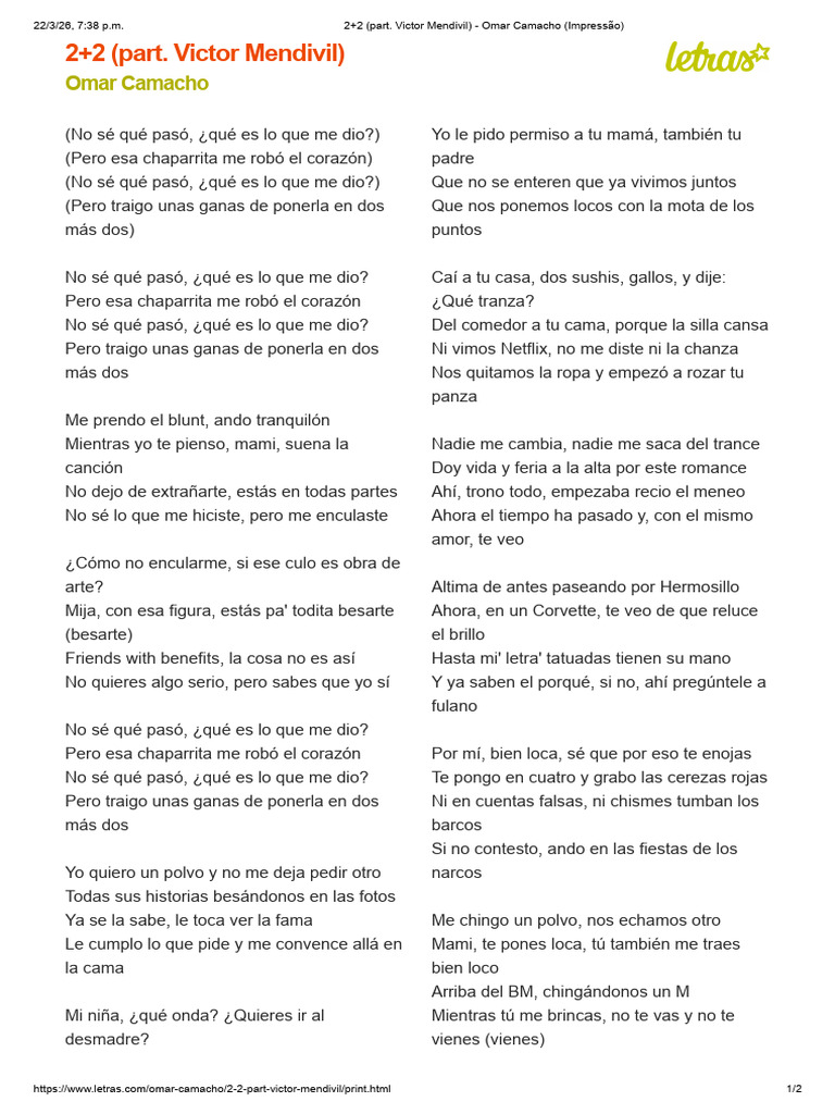 2+2 (Part. Victor Mendivil) - Omar Camacho (Impressão) | PDF