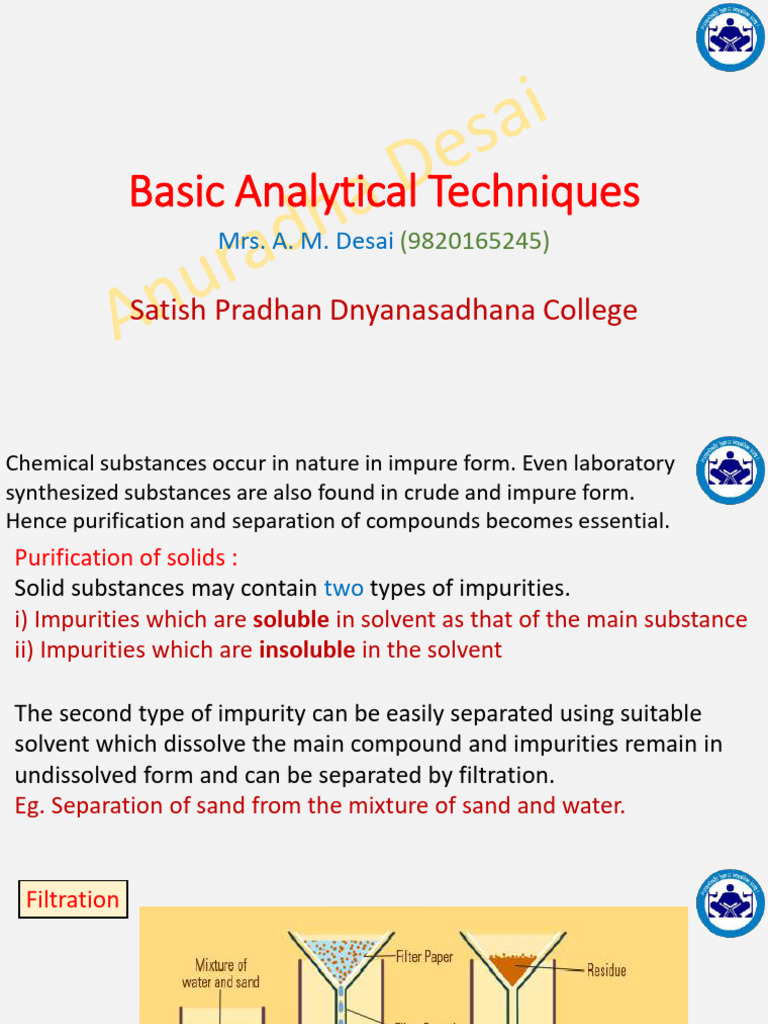 Basic Analytical Techniques | PDF | Chromatography | Distillation