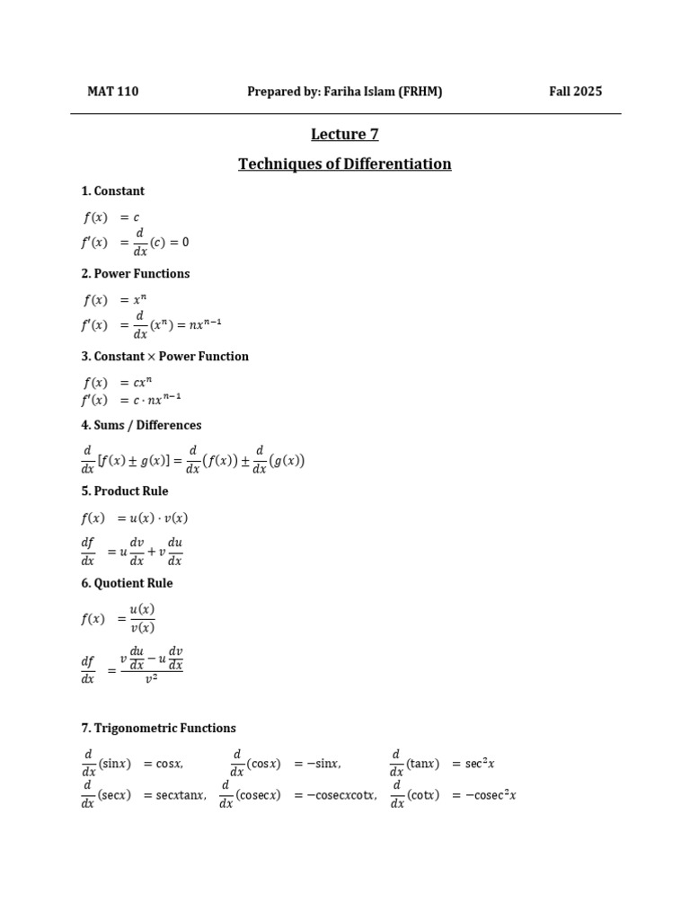 L7 Successive Differentiation and Techniques of Differentiation | PDF ...