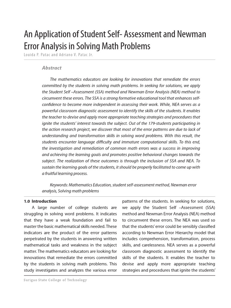 Jessica,+an+Application+of+Student+Self Assessment+and+Newman+Error ...